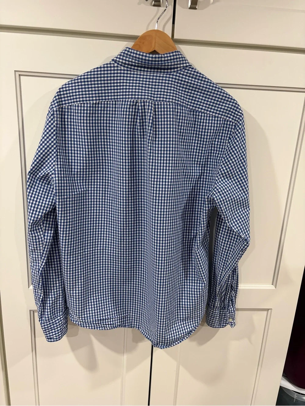 J. Crew Blue and White Gingham Button-Down Shirt